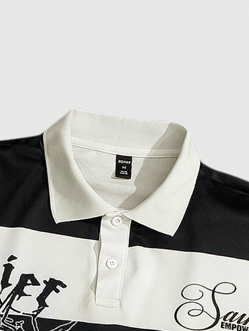 Graphic Print Polo Sweatshirt